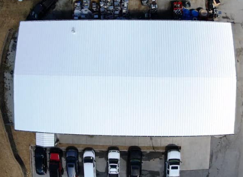 Overhead image of a white commercial roof