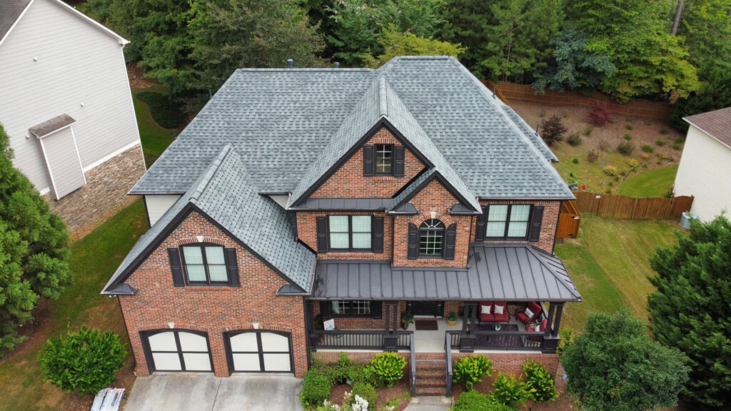 Background image of a house with shingles