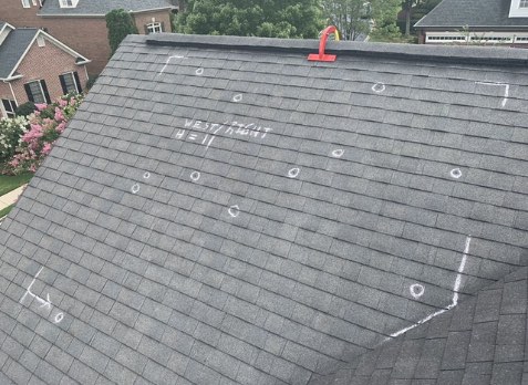 photo of markings on roof after roof inspection