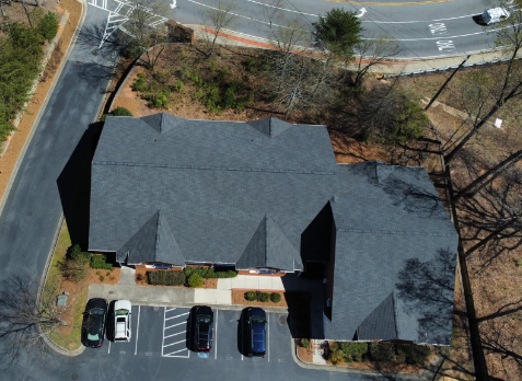 Overhead image of a shingled commercial roof in Augusta Georgia