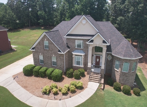 Image of a newly installed gray roof after residential roofing in Newnan