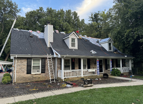 Photo of a Brentwood home having its roof replaced