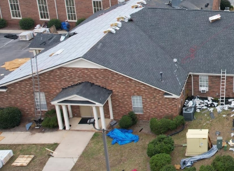 Overhead Image of a gray commercial roof