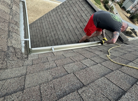 Image of a gutter installation on a house in Lawrenceville