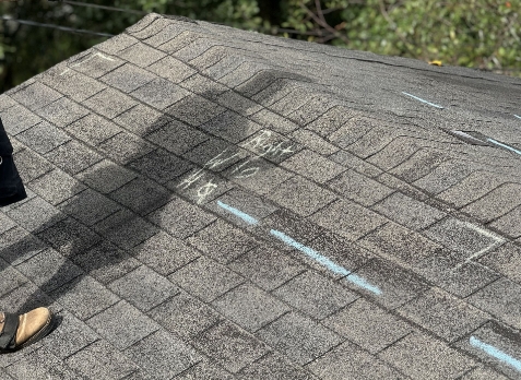 Image of a residential shingle roof during roof inspection