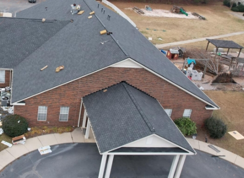 Overhead Image of a gray commercial roof