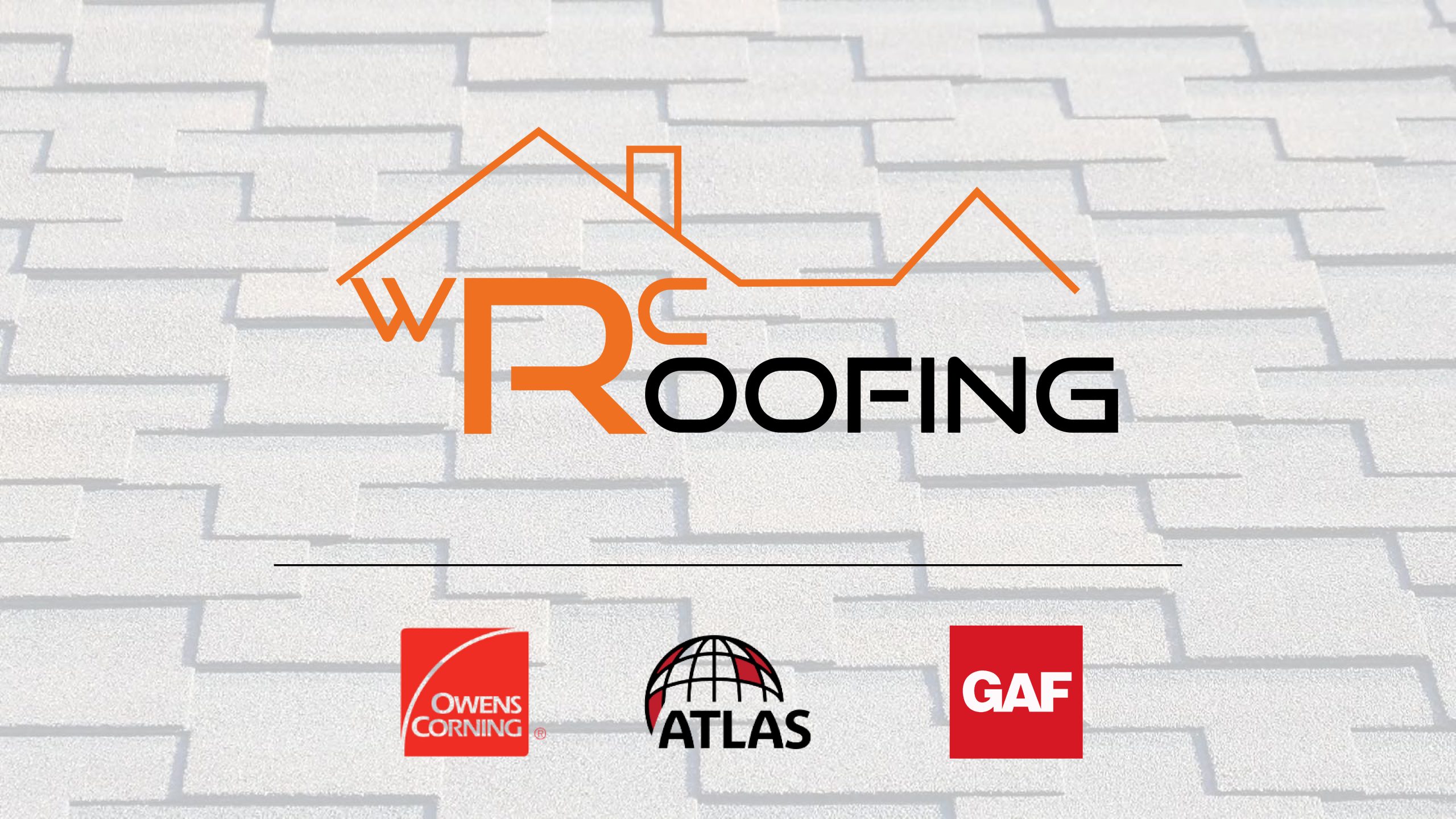 Whitaker Roofing logo with Owens Corning Atlas and GAF roofing logos