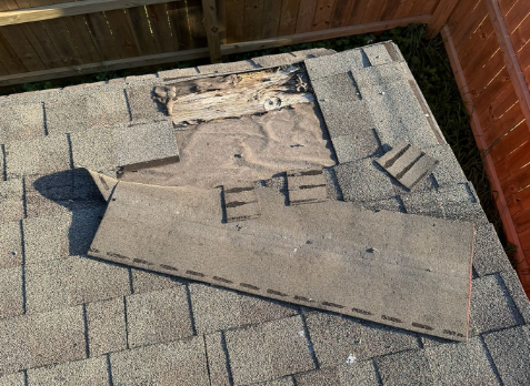 Upclose image of a residential roof in Hendersonville Tennessee being repaired after storm damages