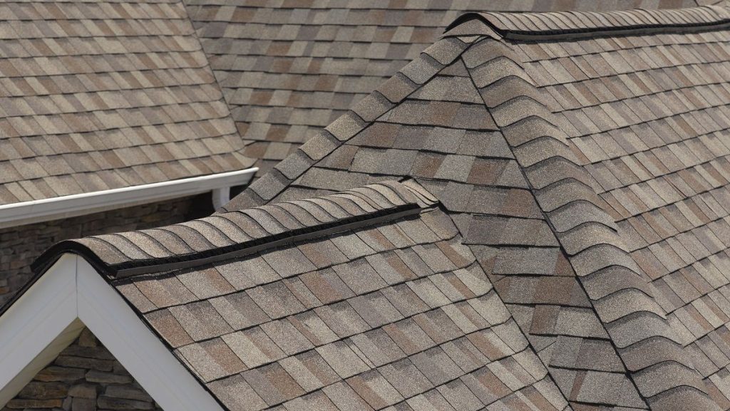 upclose roof with brown architectural shingles