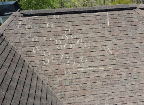 Image of a residential shingle roof during roof inspection