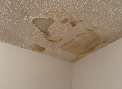 Image of a roof leak stain on the ceiling of a roofing in Green Hill, Tennessee.