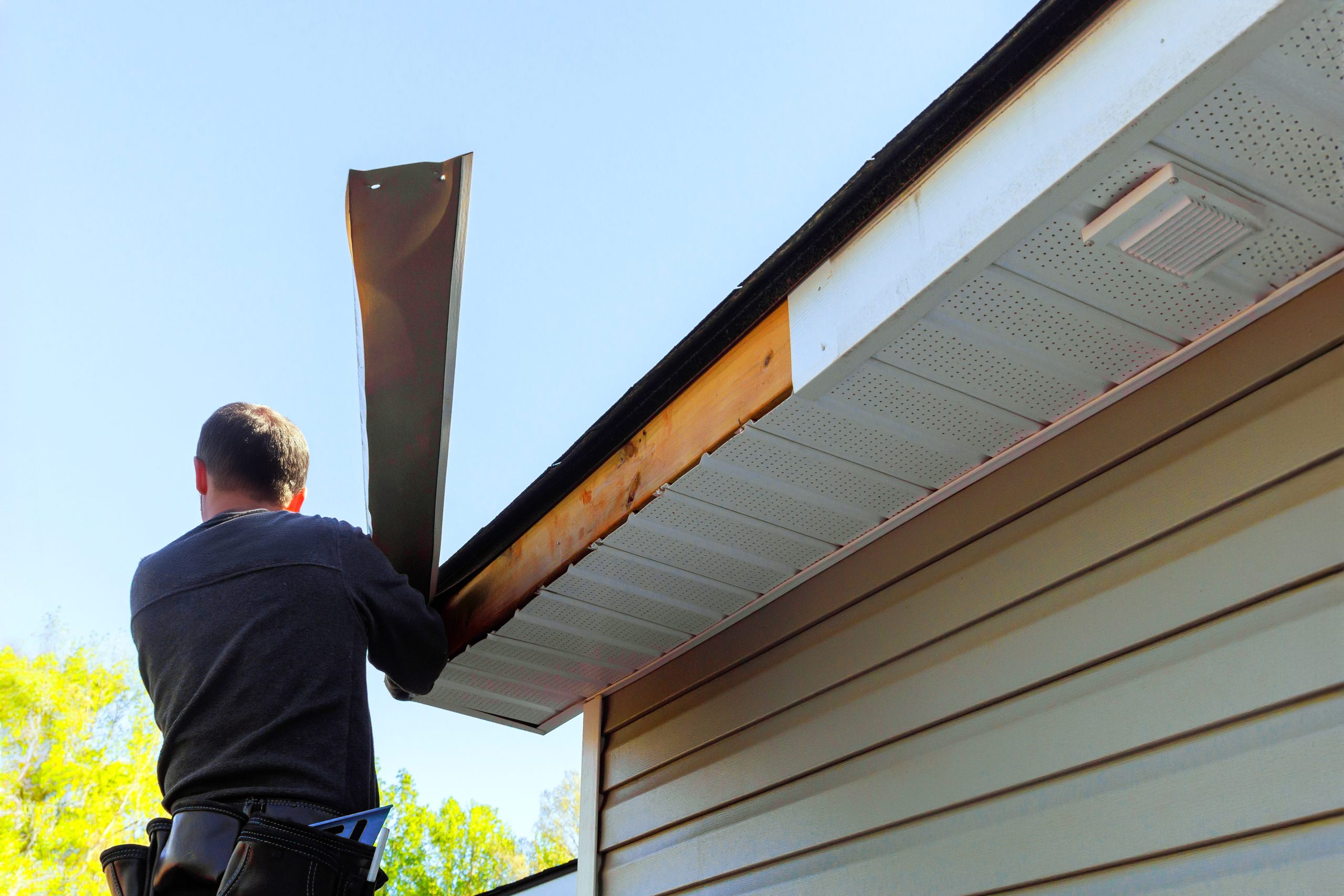 As part of remodel, roofer installs a new roof drip edge