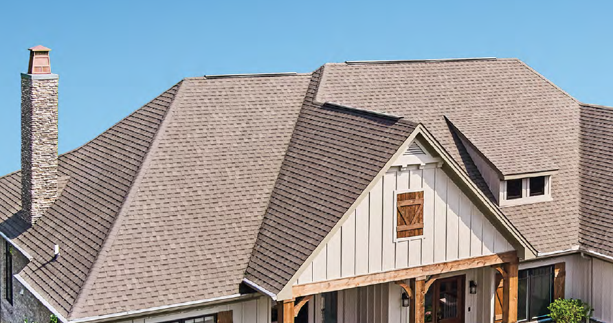 Photo of a house with brown ATLAS PINNACLE pristine shingles