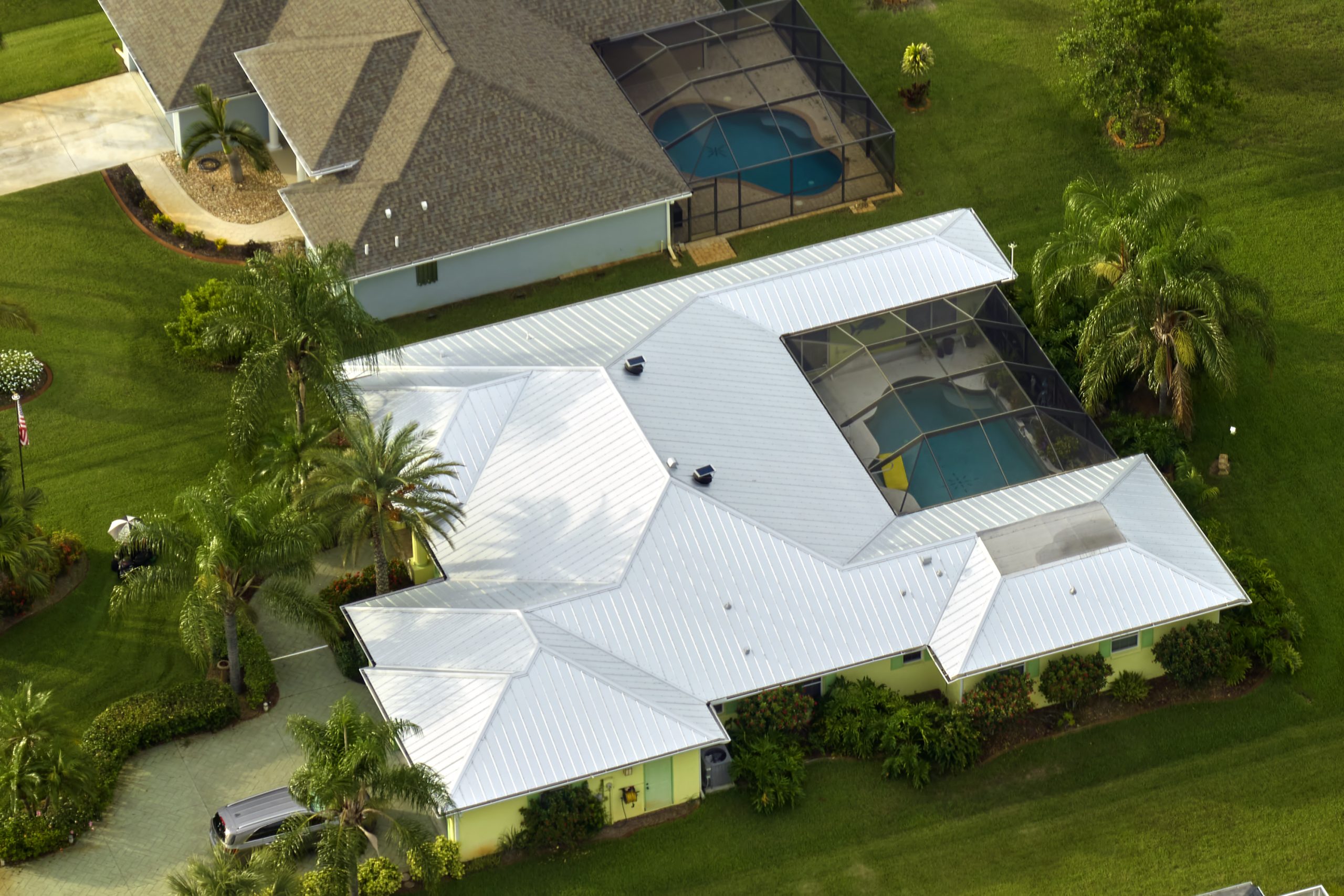 Overhead Image of a metal roof after a metal roof coating