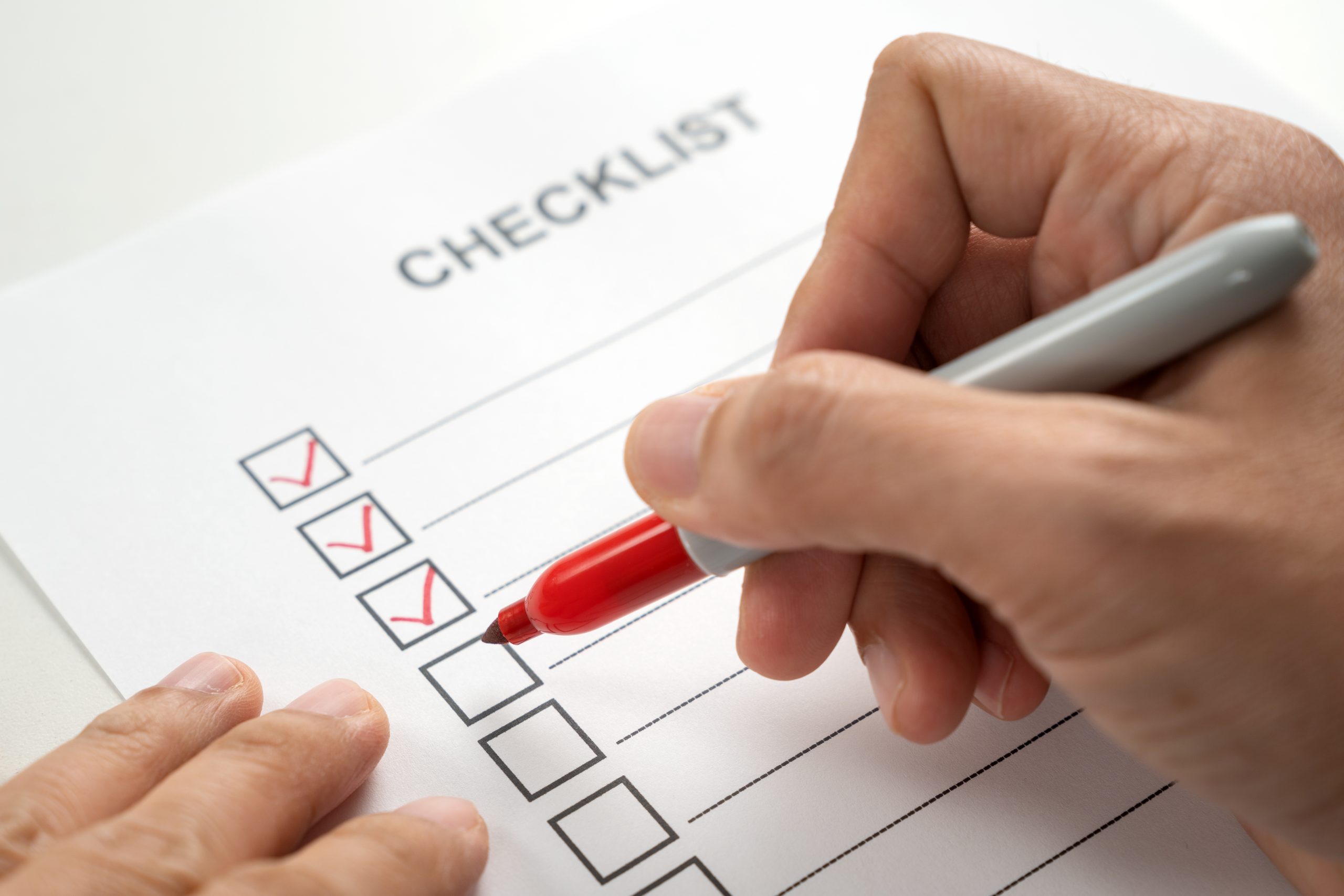 upclose image of a roof inspection checklist