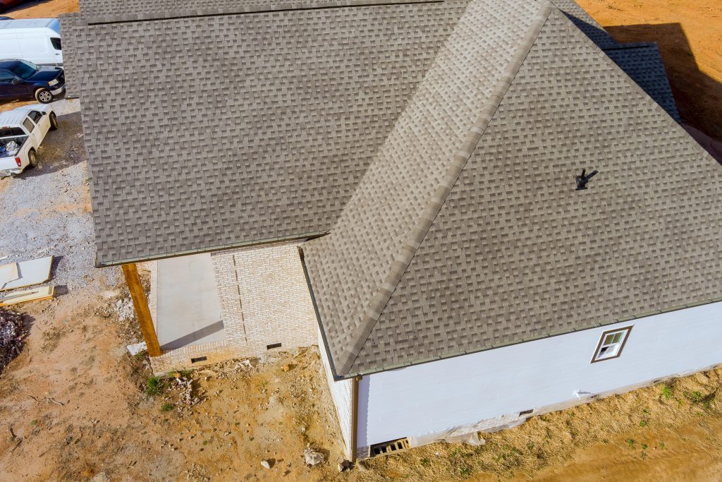 Aerial image of newly replaced roof shingles