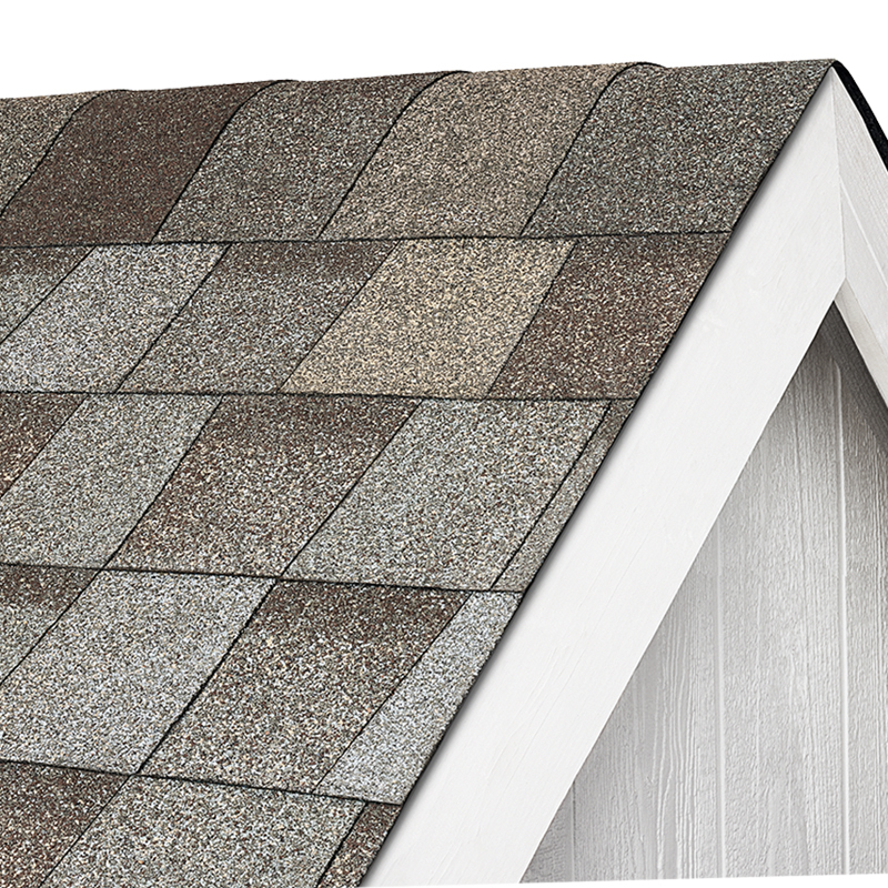 Up close image of gray architectural shingles