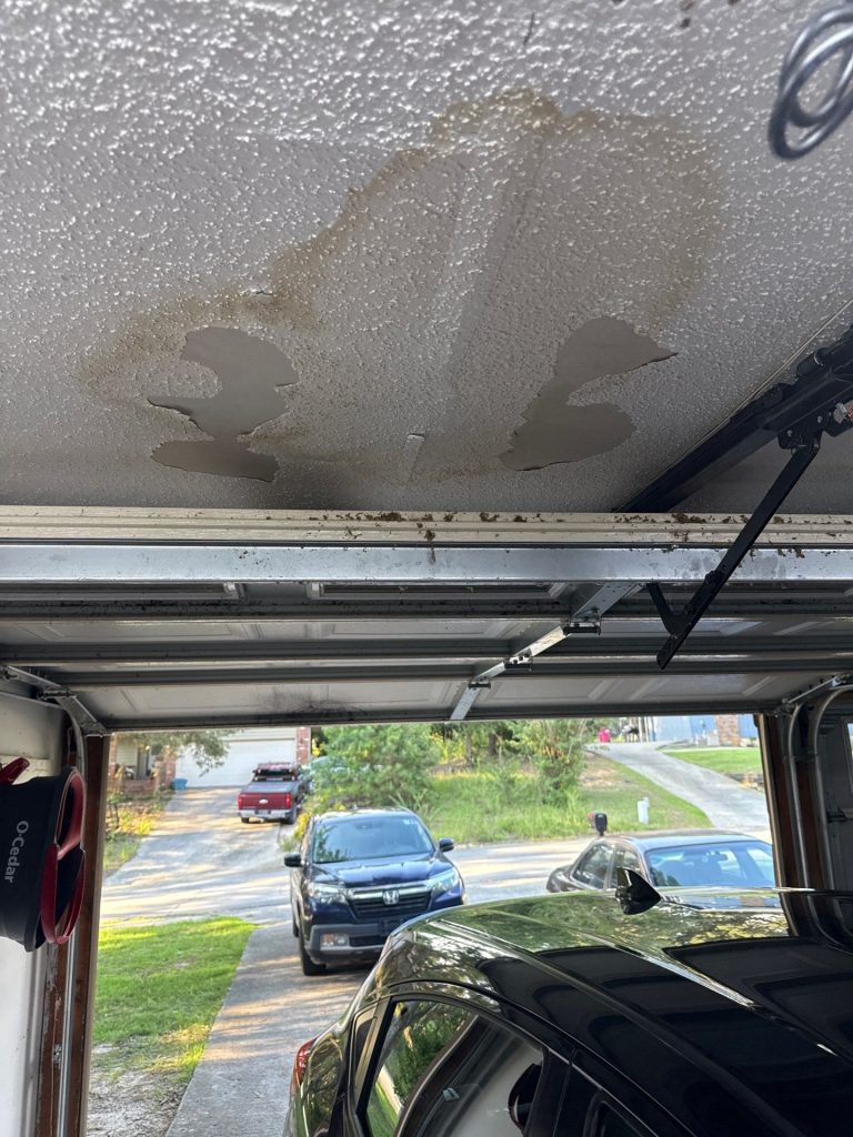 Image of a roof leak stain on roof