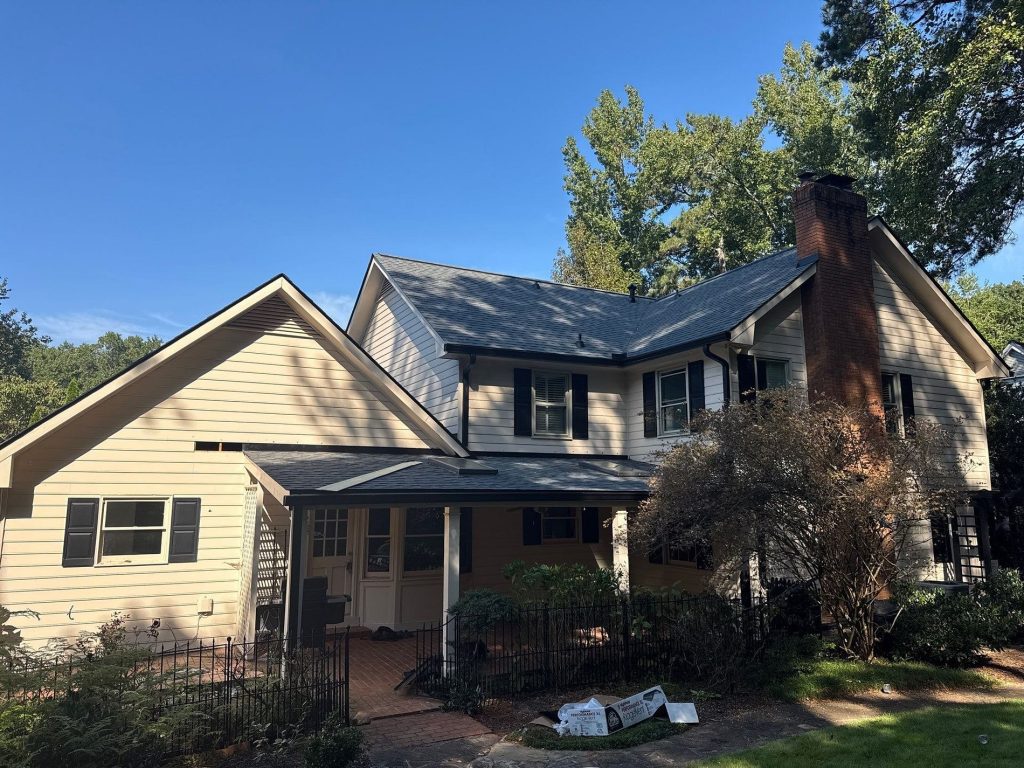 Image of a roof newly replaced after wind damage