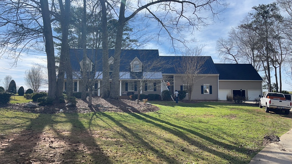 House after a metal roof replacement